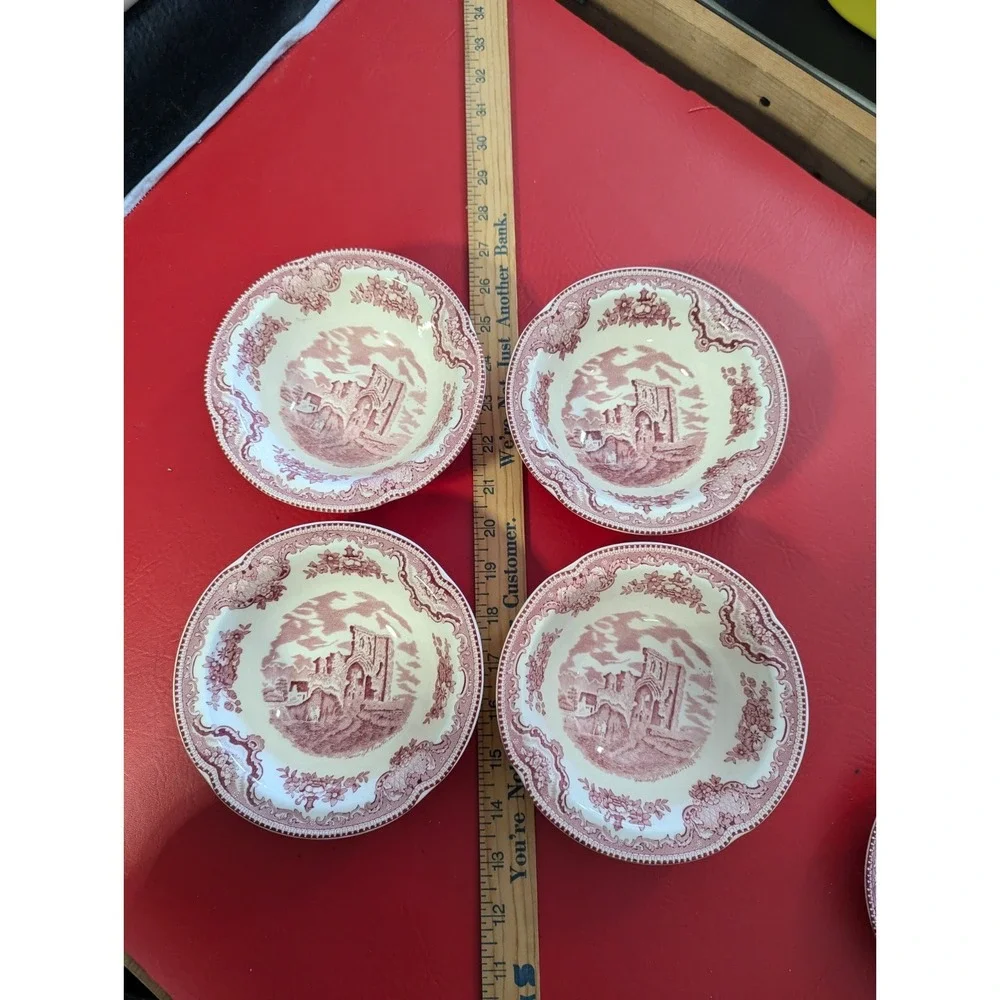 4 lot Johnson Bros England vintage Old Britain castles cereal bowl earthenware